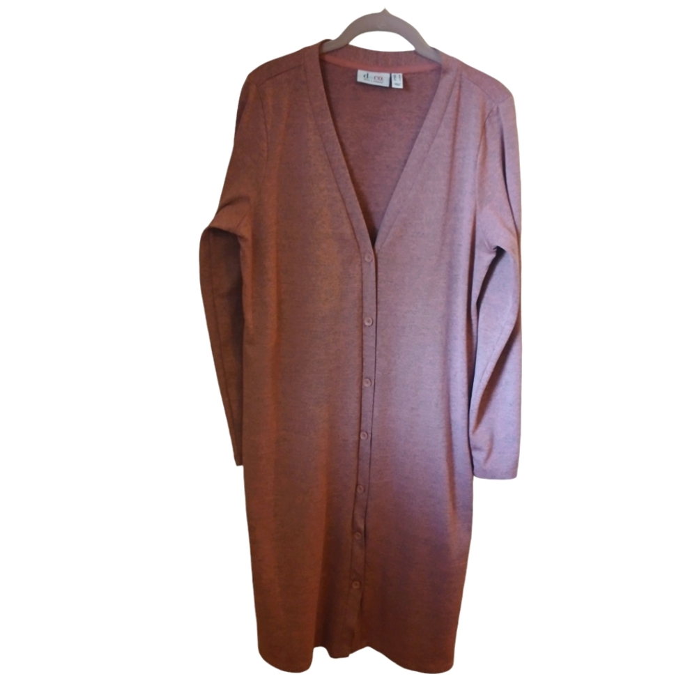 QVC Women's Heather Pink V Neck Long Cardigan Size M